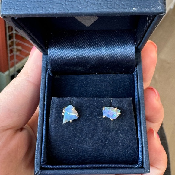 Variance Objects 14k gold Australian Opal Stud Earrings - Picture 3 of 8